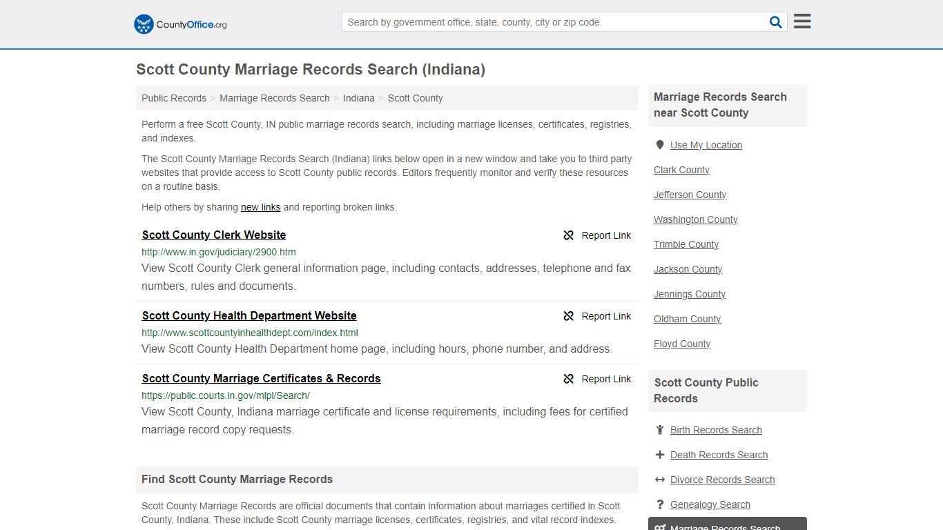 Marriage Records Search - Scott County, IN (Marriage Licenses ...