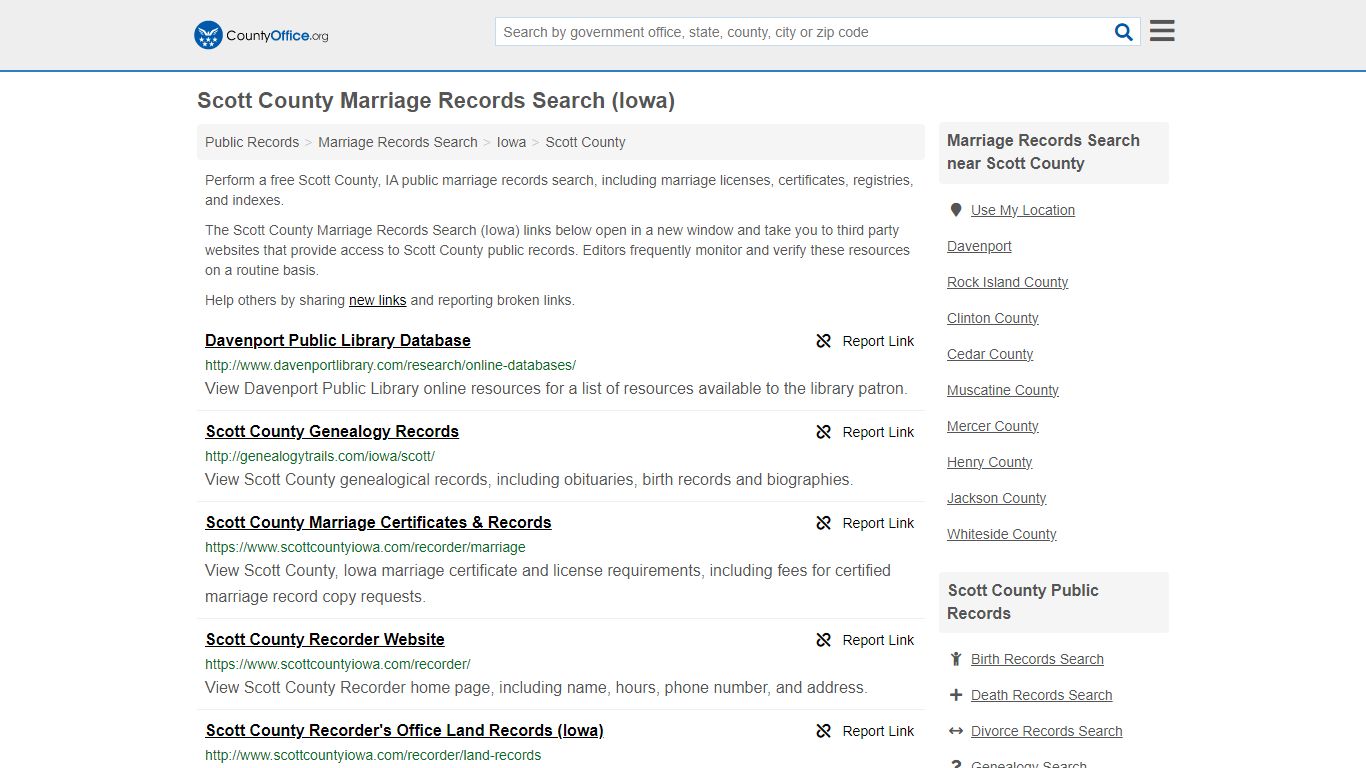 Marriage Records Search - Scott County, IA (Marriage Licenses ...